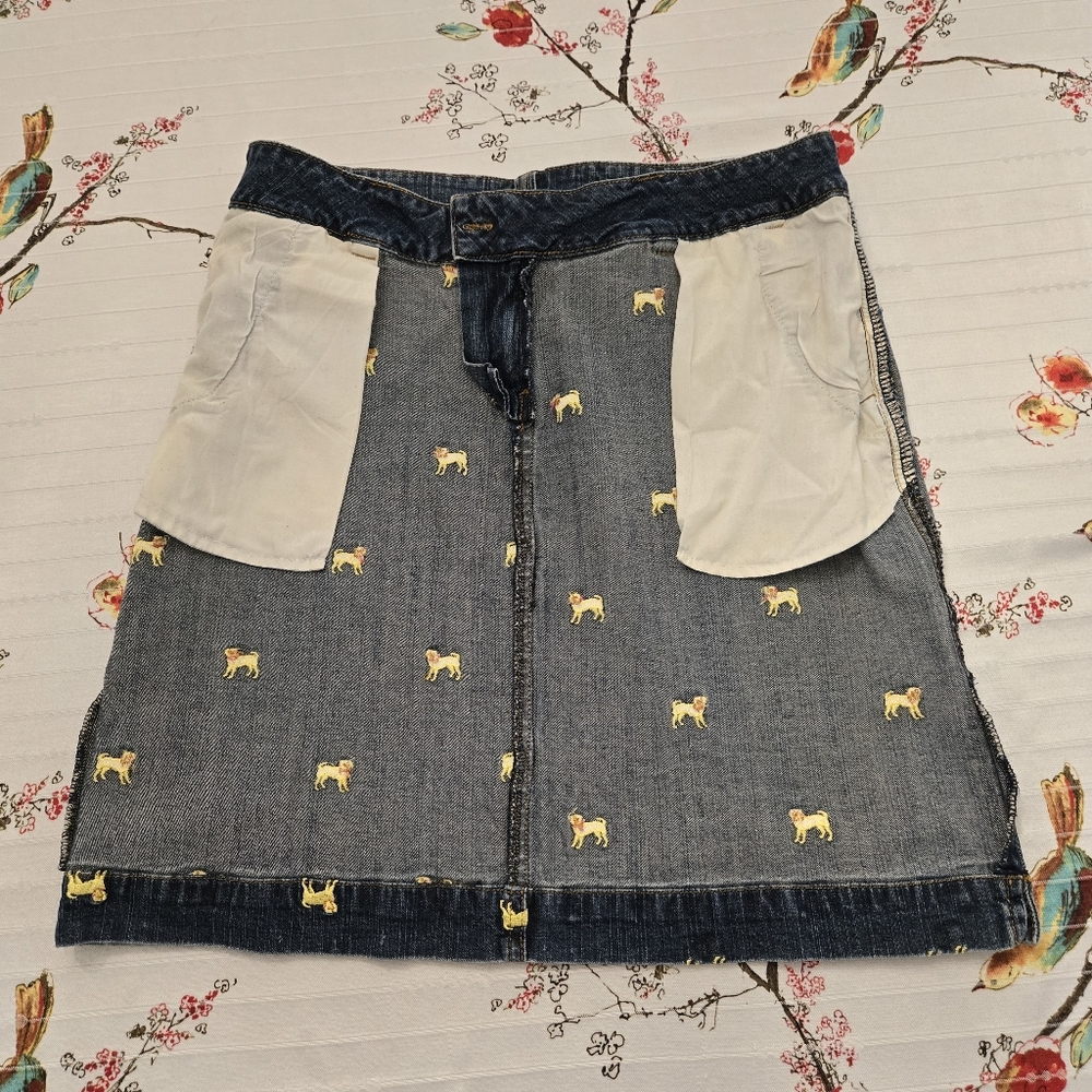 Embroidered denim skirt size 6, Lilly Pulitzer White Label, Dogs! - Picture 7 of 11